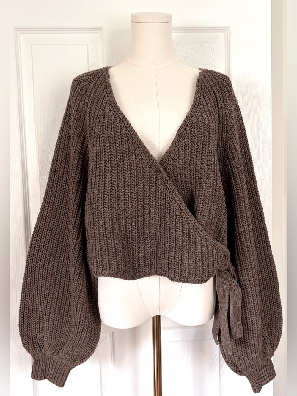 Oak + Fort Wrap Sweater Size M